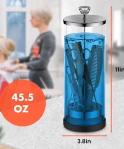Glass Disinfectant Jar with Stainless Steel Basket